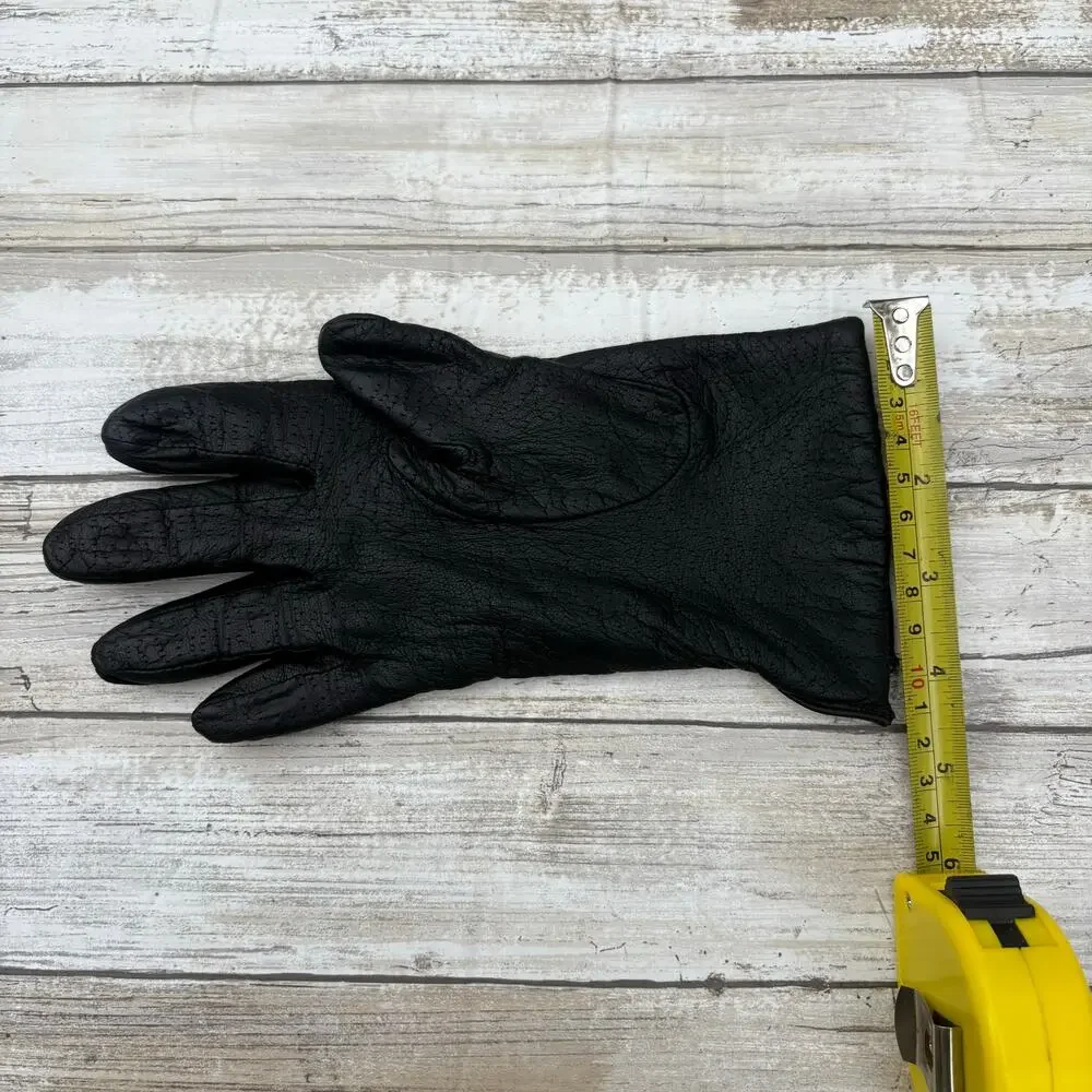 VTG‎ Fownes Leather Gloves Sz 6.5 Black Acrylic Lined Winter Driving Preppy